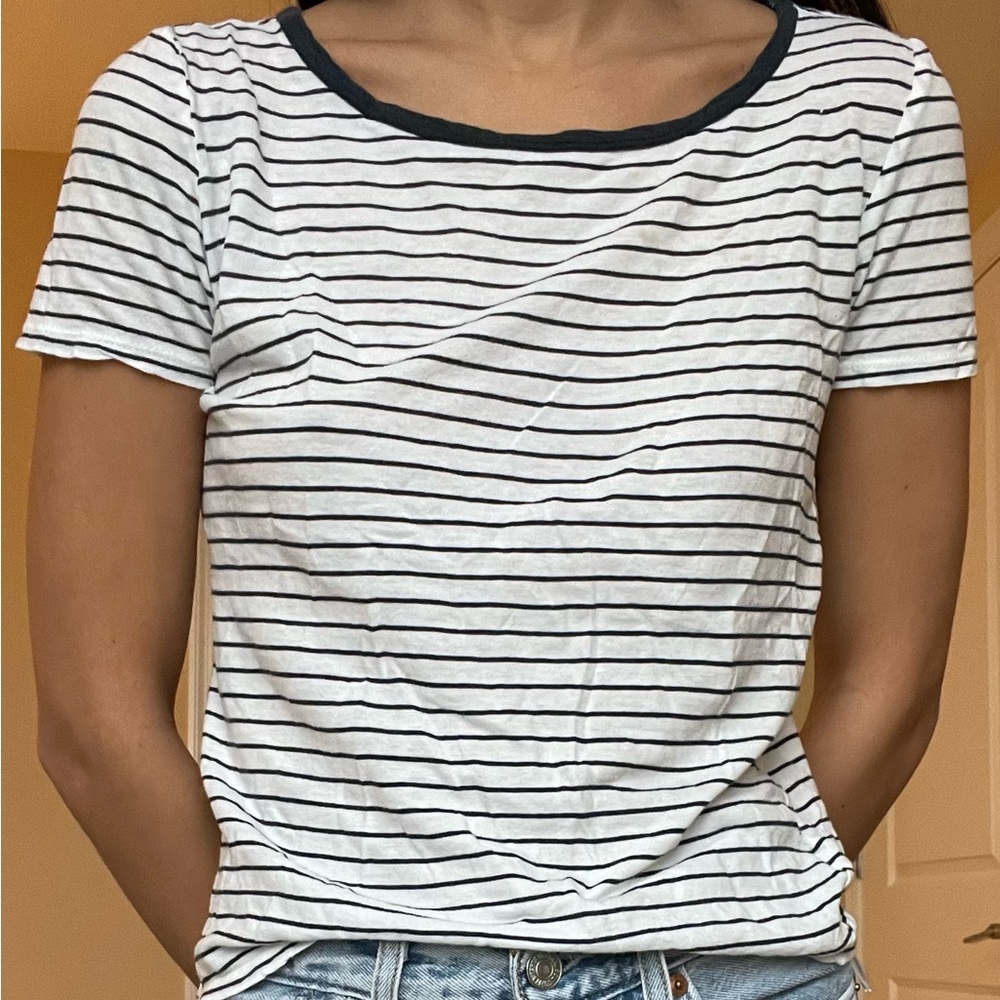 White & Navy Striped T-Shirt